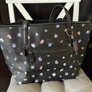 Coach Black Floral Tote